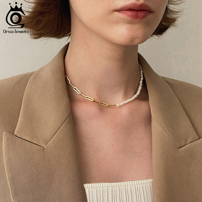 ORSA JEWELS Colar de corrente  - Pearl Trim Chain avaliação e preço
