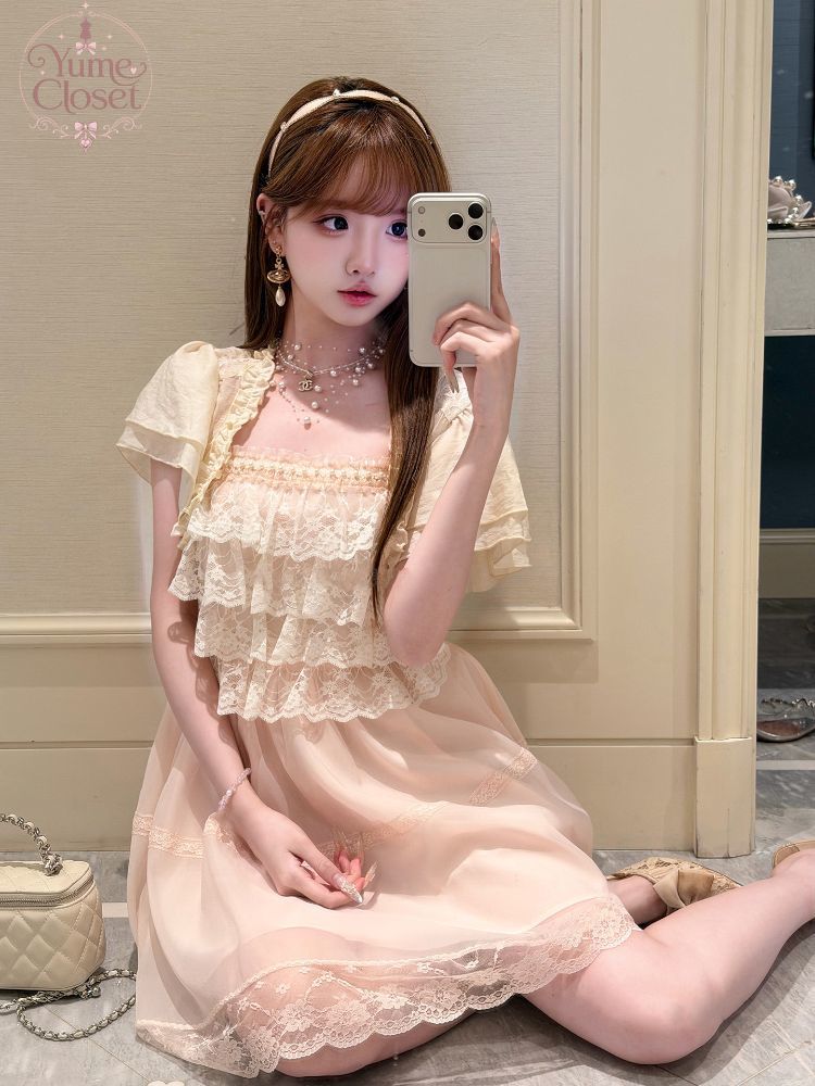 Conjunto de Vestido Vintage Ja - Elastic Lace Trim avaliação e preço