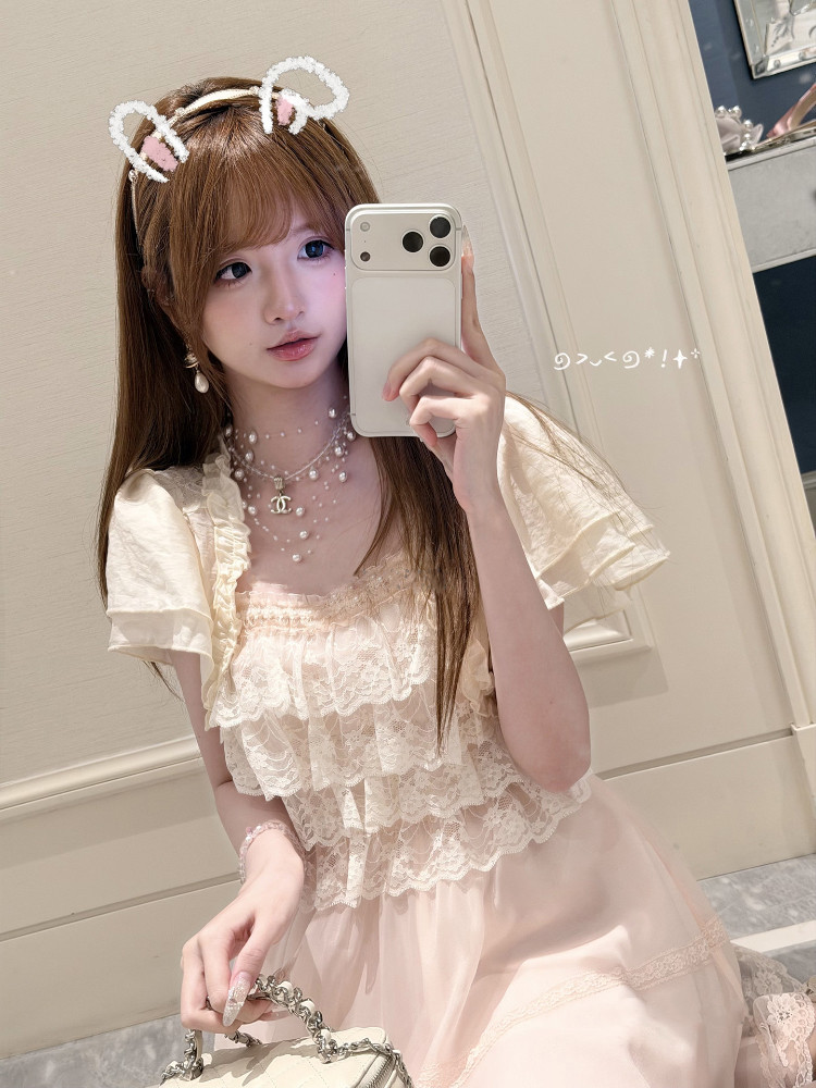 Conjunto de Vestido Vintage Ja - Elastic Lace Trim avaliação e preço
